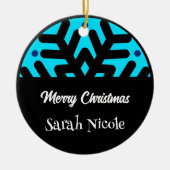 Dark Blue Custom Snowflake Christmas Ornament (Voorkant)