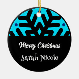 Dark Blue Custom Snowflake Christmas Ornament