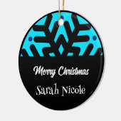 Dark Blue Custom Snowflake Christmas Ornament (Links)