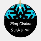 Dark Blue Custom Snowflake Christmas Ornament (Achterkant)