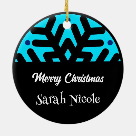 Dark Blue Custom Snowflake Christmas Ornament (Achterkant)