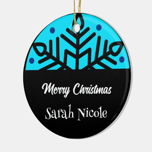 Dark Blue Custom Snowflake Christmas Ornament (Links)