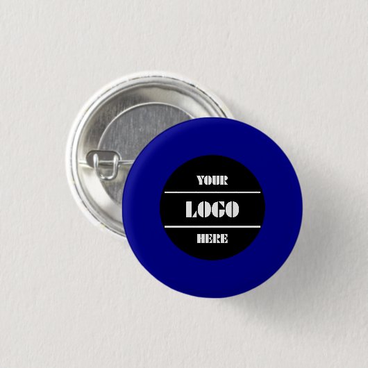 Dark Blue Customizable Solid Round Button Pin (Voorkant /achterkant)