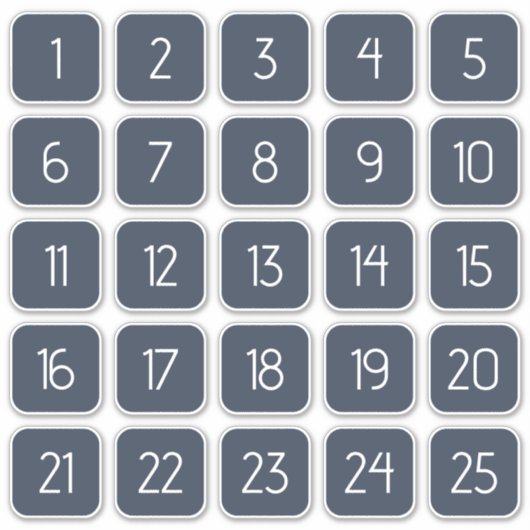 Dark Blue Customizable Square Number Stickers  (Voorkant)