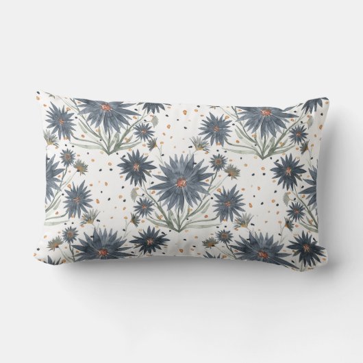 Dark Blue Daisies Kussen (Achterkant)