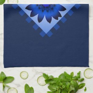 Dark Blue Daisy Flower Kitchen Towel Theedoek