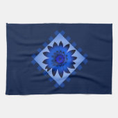 Dark Blue Daisy Flower Kitchen Towel Theedoek (Horizontaal)