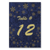 Dark Blue Damask kerstparty-nummer Kaart (Achterkant)