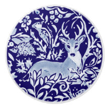 Dark Blue Deer Hedégel Woodland Animal Floral