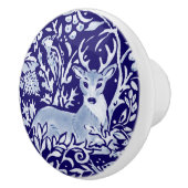 Dark Blue Deer Hedégel Woodland Animal Floral Keramische Knop (Rechts)