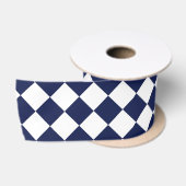 Dark Blue Diamond Pattern Satijnen Lint (Spoel)