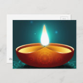 Dark Blue Diwali Candlelight Briefkaart (Voorkant / Achterkant)