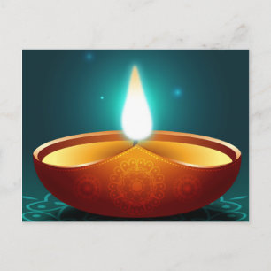 Dark Blue Diwali Candlelight Briefkaart
