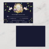 Dark Blue Easter Vibe Forest Bunny RSVP Notitiekaartje (Voorkant / Achterkant)