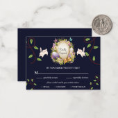 Dark Blue Easter Vibe Forest Bunny RSVP Notitiekaartje (Voorkant / Achterkant in situ)