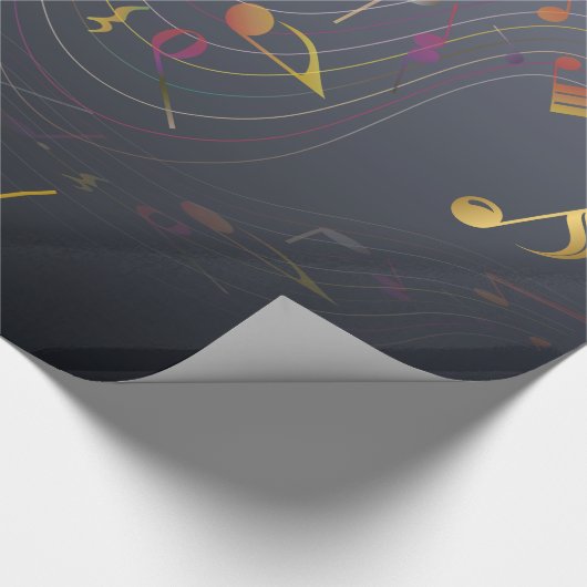Dark Blue Elegant Music Notes Cadeaupapier (Hoek)
