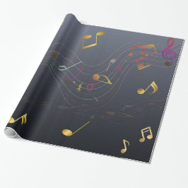 Dark Blue Elegant Music Notes Cadeaupapier