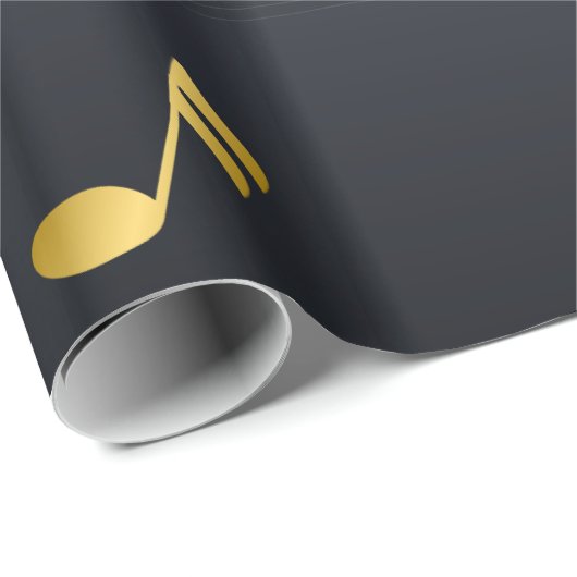 Dark Blue Elegant Music Notes Cadeaupapier (Rol Hoek)