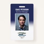 Dark Blue Employee Photo Company Logo Badge (Voorkant)