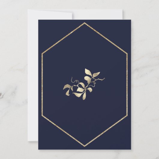 Dark Blue en Champagne Gold Bubble Brunch Kaart (Achterkant)