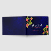 Dark Blue en Coral Roos Guestbook Gastenboek (Volledig)