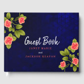 Dark Blue en Coral Roos Guestbook Gastenboek (Voorkant)