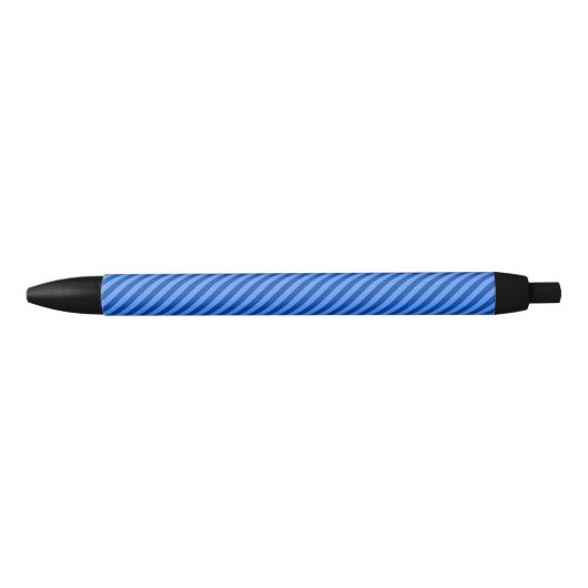 Dark Blue en Lighter Blue Stripes Pattern Zwarte Inkt Pen (Voorkant)