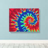 Dark Blue en Red Tie Dye 14-inch x11-inch art Canvas Afdruk (Insitu (Houten vloer))