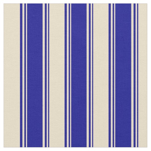 Dark Blue en Tan Stripes/Lines Pattern Stof (Close Up)