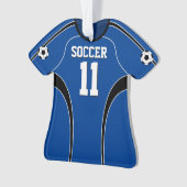 Dark Blue en White Soccer Jersey Ornament (voorkant)
