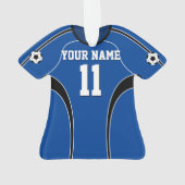 Dark Blue en White Soccer Jersey Ornament (achterkant)