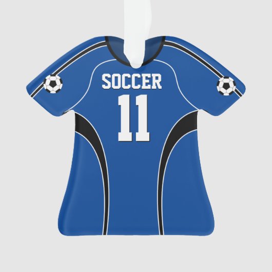 Dark Blue en White Soccer Jersey Ornament (voorkant)