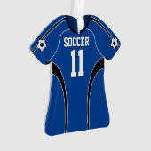 Dark Blue en White Soccer Jersey Ornament (voorkant)