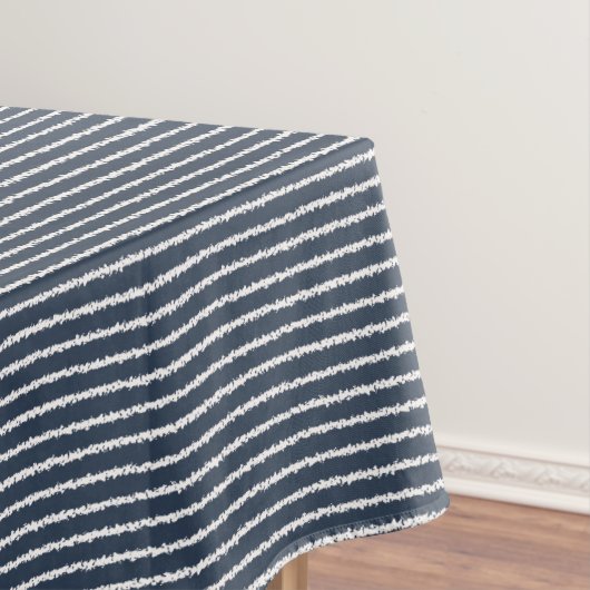 Dark Blue en White Stripes Pattern Tafelkleed (Voorbeeld)