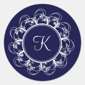 Dark Blue Fancy Monogram Sticker (Voorkant)