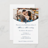 Dark Blue Fleur de Lis Photo Vrijgezellenfeest nod Kaart (Voorkant / Achterkant)