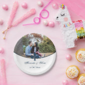 Dark Blue Fleur de Lis Photo Wedding Paper Bord (Feest)