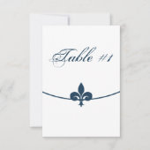 Dark Blue Fleur de Lis Reception Table Card Kaart (Voorkant)