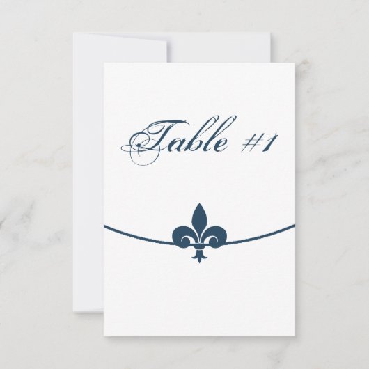 Dark Blue Fleur de Lis Reception Table Card Kaart (Voorkant)