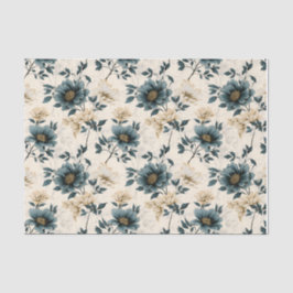 Dark Blue Floral Design Tissuepapier