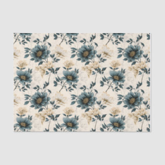 Dark Blue Floral Design Tissuepapier