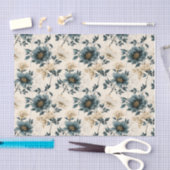 Dark Blue Floral Design Tissuepapier (Craft)