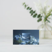 Dark Blue Floral Misty Mountain Luminous Frame Visitekaartje (Staand voorkant)