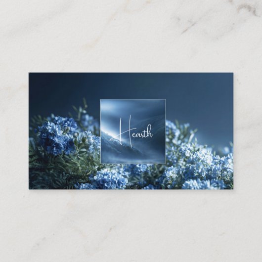 Dark Blue Floral Misty Mountain Luminous Frame Visitekaartje (Voorkant)
