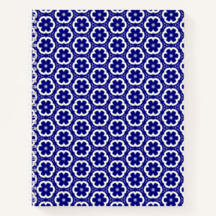 Dark Blue Floral Spiral Notitieboek