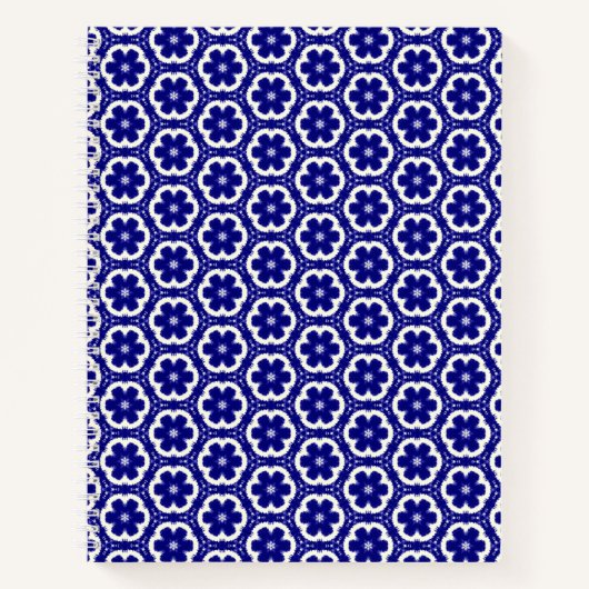 Dark Blue Floral Spiral Notitieboek (Voorkant)