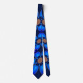 Dark Blue Flowers Pattern Stropdas (Voorkant)