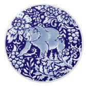 Dark Blue Forest Beer Woodland Animal Floral Keramische Knop (Voorkant)