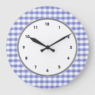 Dark blue gingham patroon grote klok