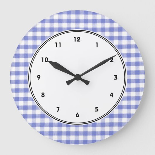 Dark blue gingham patroon grote klok (Voorkant)